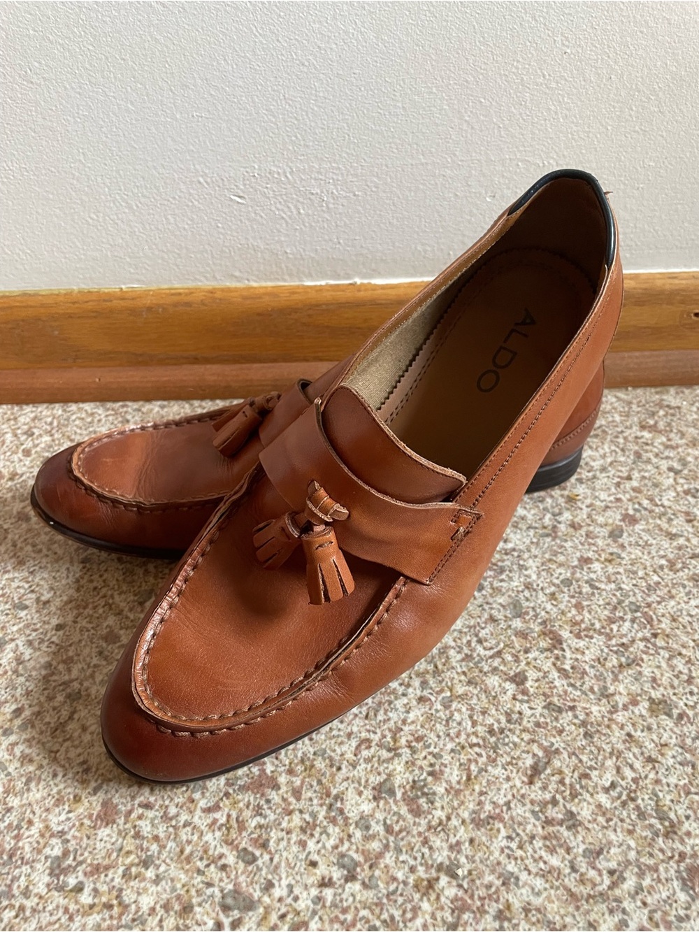 Aldo Men's Tan Leather Tassel Loafers